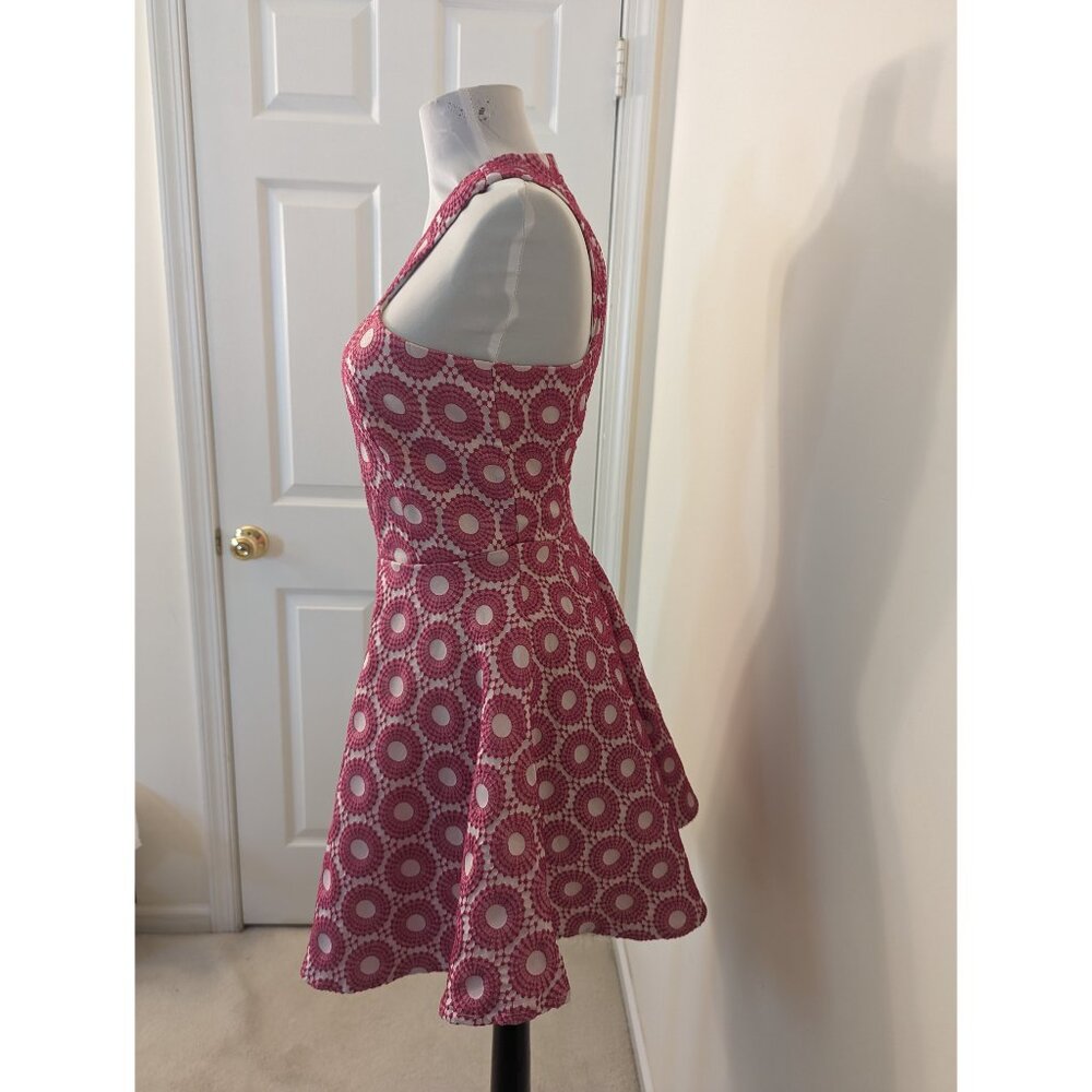 Sleeveless Pink Patterned Fit & Flare Dress - Picture 2 of 5